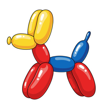 Red and Blue Balloon Dog with Yellow Head