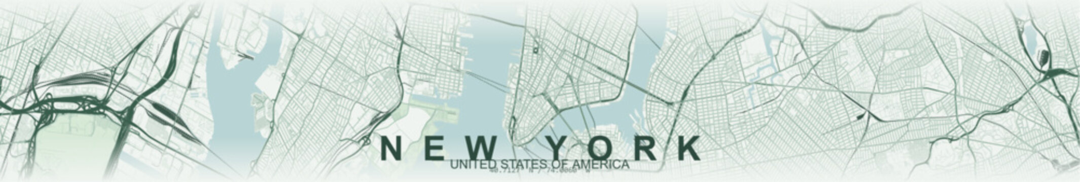 Modern minimalist vector map of New York City (NYC), USA. High-quality scalable illustration of Manhattan city grid, Hudson River and East River waterfront layout for posters and design.