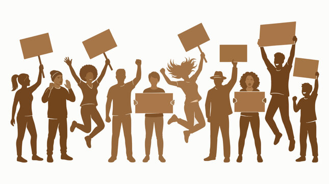 Protesting Crowd Flat Illustration Vector Graphic Protest Signs Commercial Use