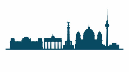 Minimalist Berlin Skyline Vector Illustration Flat Design Professional Graphic Resource for Commercial Use © Laila
