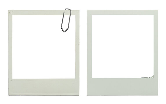 blank square photo frame with paperclip. png isolated on transparent background