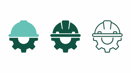 Fototapeta premium Set of Three Minimalist Flat Vector Icons Construction Industry Safety Gear Stock Graphic