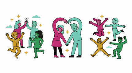 Fototapeta premium Flat Vector Illustration Happy People Celebrating Teamwork Success Modern Graphic Design For Commercial Use