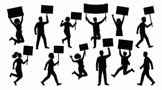 Diverse Group Protest Vector Illustration Flat Design Commercial Use