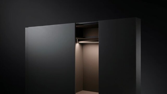 Executive Door with Narrow Opening in Dark Modern Interior