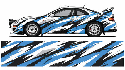 Obraz premium Racing Car with Blue Black Design 2.