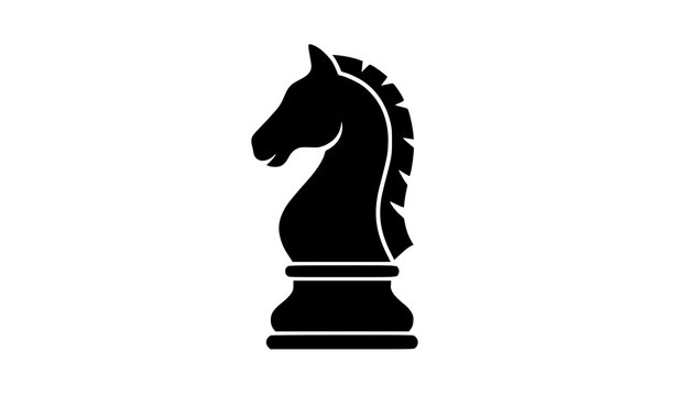 Decorative knight chess piece silhouette vector black horse strategy illustration
