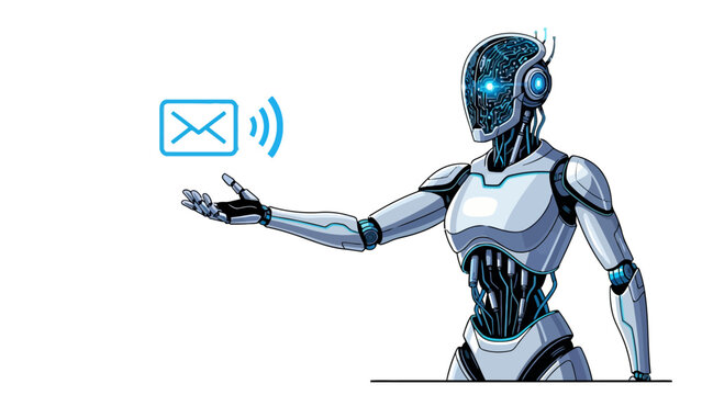 Robot Sending Digital Message.