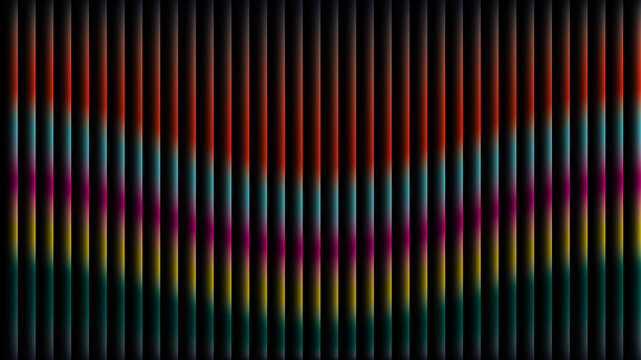 Abstract background featuring glowing vertical lines with vibrant colorful gradients creating a rhythmic digital pattern on a deep black canvas