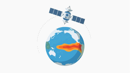 Fototapeta premium Satellite orbiting earth with heat map on the globes surface