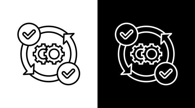 Operational Process Outline White Icon Set Design