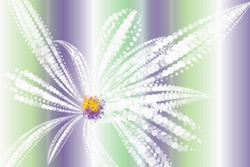 Obraz premium abstract floral background. One big white flower head made of light ornament on beautiful gradient purple and green background