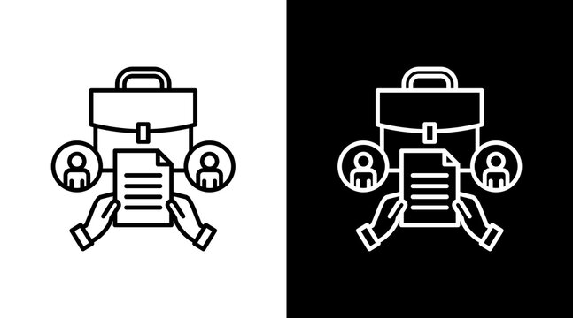 Job Application Outline White Icon Set Design