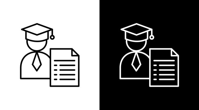 Academic Record Outline White Icon Set Design