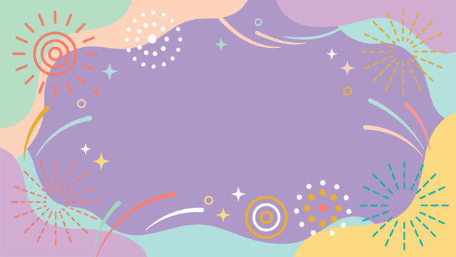 Playful pastel abstract background with whimsical shapes and waves.