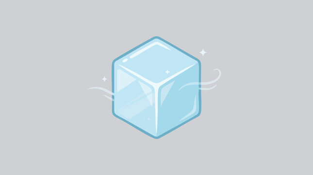 Isometric Ice Cube Vector Illustration with Sparkles