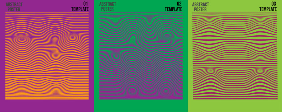 Minimalist retro wave line design collection for covers, vibrant complementary color banners. Creative graphic design. Vector Illustration.