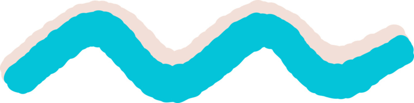 Hand Drawn Blue Wavy Line For Scrapbook
