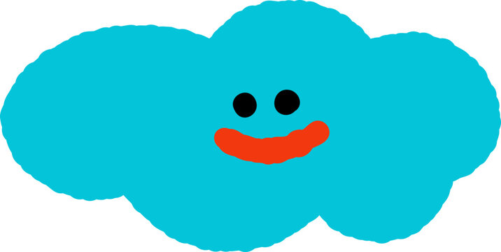 Cute Blue Smiling Cloud For Scrapbook