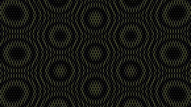 Olive Dot Rings Pulsating in Repeating Geometric Pattern
