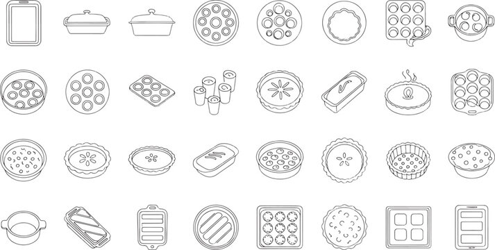 Collection of baking pans pie dishes muffin tins and casserole dishes