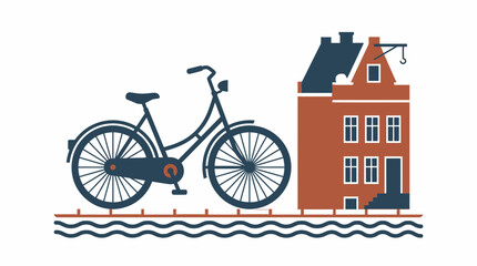 Bicycle and Dutch House Illustration © Tuku