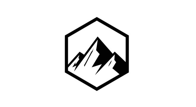 Black Mountain Logo Design Icon.