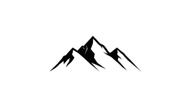 Black silhouette of mountain peaks.