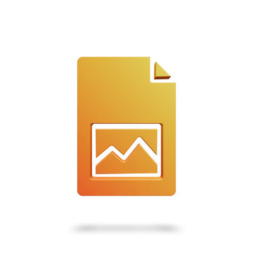 3d icon of image file document with photo preview symbol, digital graphic design, isolated on white background