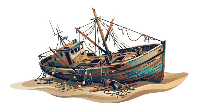 Abandoned Fishing Boat Wreck.