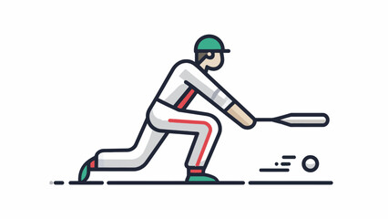 Obraz premium Baseball player hitting ball with bat, illustration of athlete in motion during game