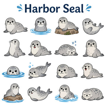 Harbor Seal Line Art Vector Icon &ndash; Marine Mammal Outline Illustration