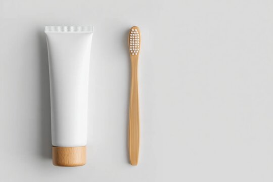 Bamboo toothbrush with toothpaste for sustainable dental hygiene and zero waste