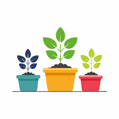 Obraz premium Three Potted Plants Growing