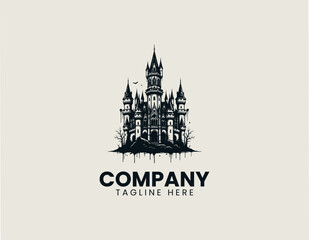 Fototapeta premium Dark gothic castle silhouette black vector illustration