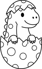 Fototapeta premium Cute Baby Dinosaur Hatching from Egg Cartoon Illustration for Children Nursery Designs, Dino Mascots, and Playful Animal Vector Artwork