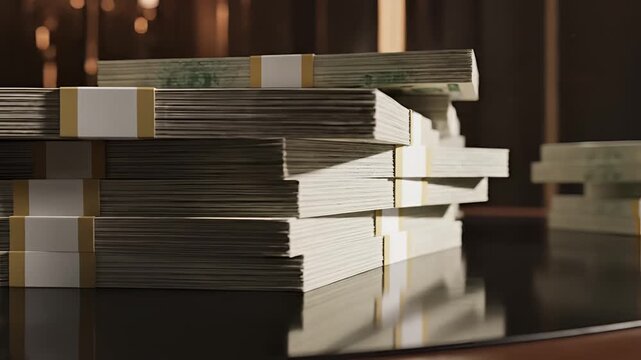 Stacks of Money Representing Wealth and Financial Success.