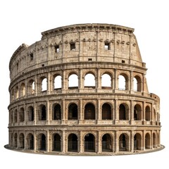 Fototapeta premium Majestic 3D rendering of the ancient Roman Colosseum amphitheater isolated on a clean white background