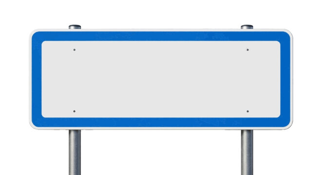 Minimal black silhouette icon, simple flat vector, bold black shape, no, no shading empty road sign with blue border on a, flat icon style