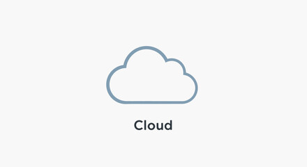 Obraz premium Minimalist cloud icon with text overlay against a bright white background