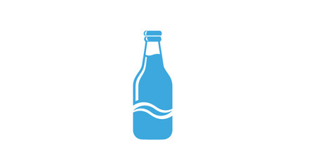 Naklejka premium Minimalist Blue Bottle Icon Depicting Water or Liquid on a White Background