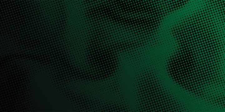 Abstract Dark Green Halftone Dot Pattern Gradient Background. Vector Illustration