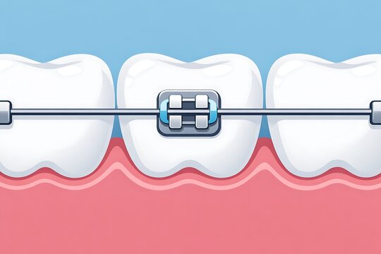 Dental Braces Illustration Showing Teeth Alignment and Oral Health