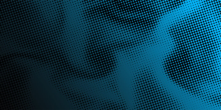 Abstract Dark Blue Halftone Dot Pattern Gradient Background. Vector Illustration