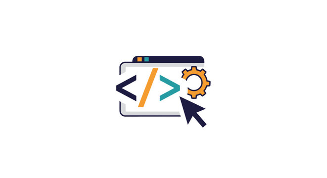 Iconic representation of coding and software development in modern digital era
