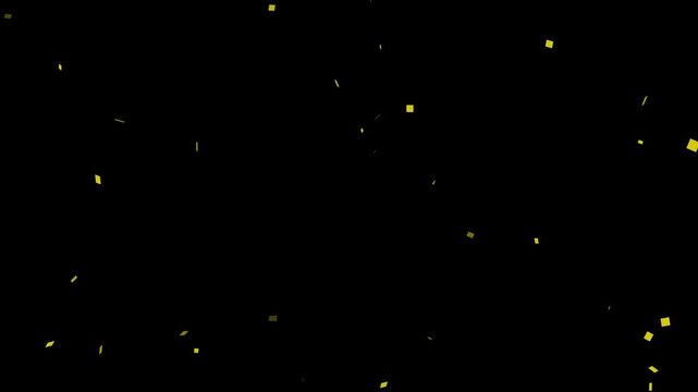 sparkling magic gold confetti explode light on black background.
Gold confetti falling with glittering gold particles, Golden confetti blast celebration animation on black background.