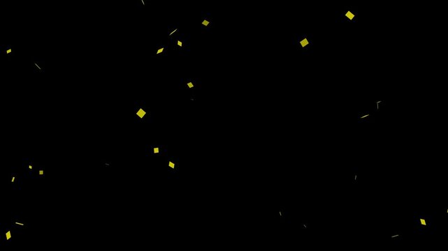 sparkling magic gold confetti explode light on black background.
Gold confetti falling with glittering gold particles, Golden confetti blast celebration animation on black background.