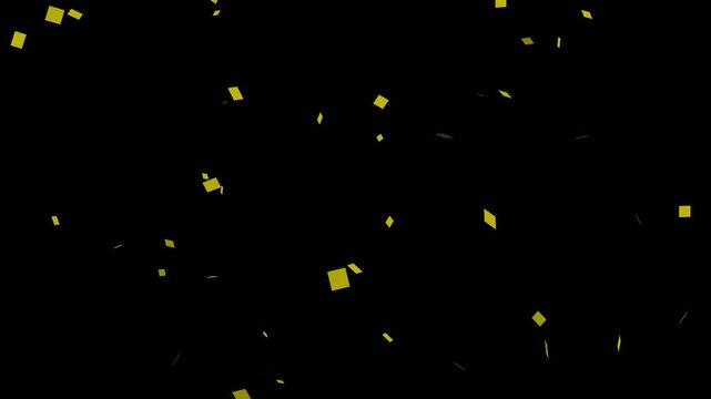 sparkling magic gold confetti explode light on black background.
Gold confetti falling with glittering gold particles, Golden confetti blast celebration animation on black background.