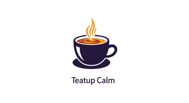 A cup of tea with steam rising, a logo designed for relaxation and enjoyment of tea