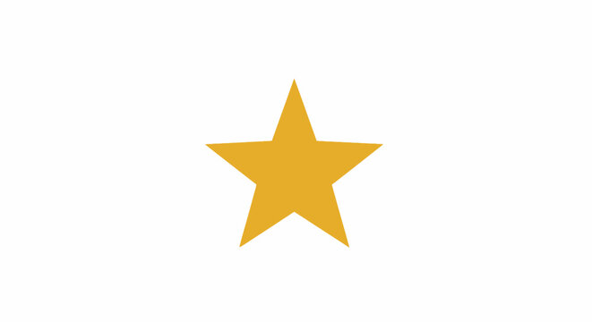 A simple golden five pointed star shape isolated on a white background